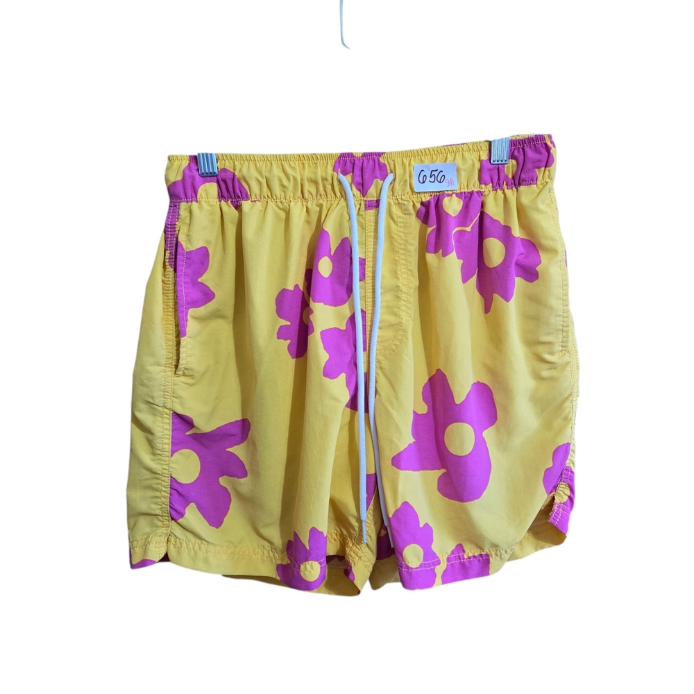 Urban Outfitters Men's Swim‎ Shorts Size M Yellow Pink Flowers Elastic Waist